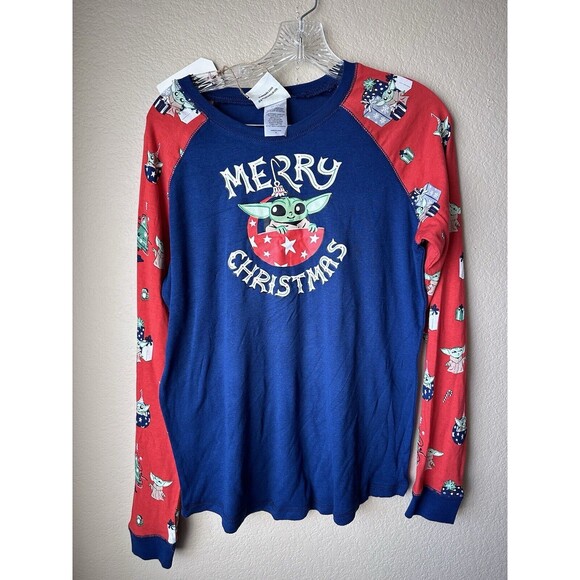 Star Wars Munki Munki Blue All Over Christmas Grogu Pajama Top Size Medium NWT - Picture 1 of 4